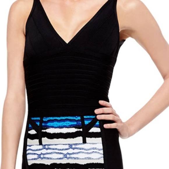 NWT HERVE LEGER Vera Striped Ripple Pencil Skirt Sz S - Picture 4 of 12